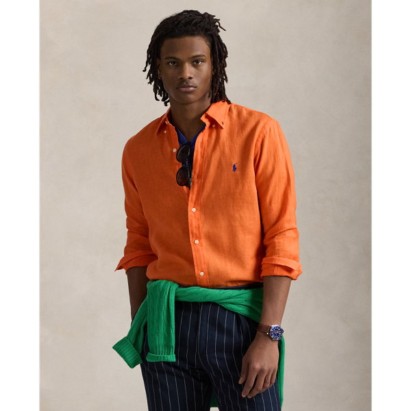 Orange button down polo shirt hotsell