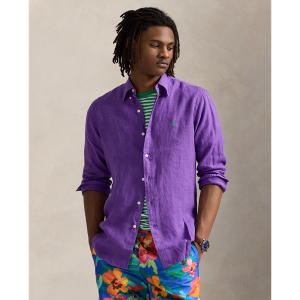 Purple Ralph Lauren Mens Polo Shirts Australia Classic Fit Linen