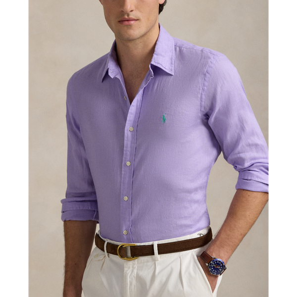 ラルフローレン リネン リネンシャツ ホース刺繍 パープル 紫 M Polo Ralph Lauren Linen-Silk Open Collar S/S Shirt 紫 L ポロ