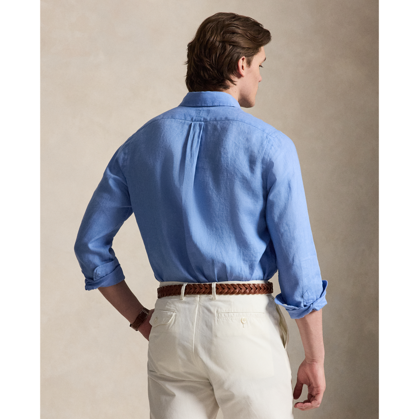 Мужская рубашка Ralph Lauren Lightweight Linen – All Fits, цвет: Синий — фото 2