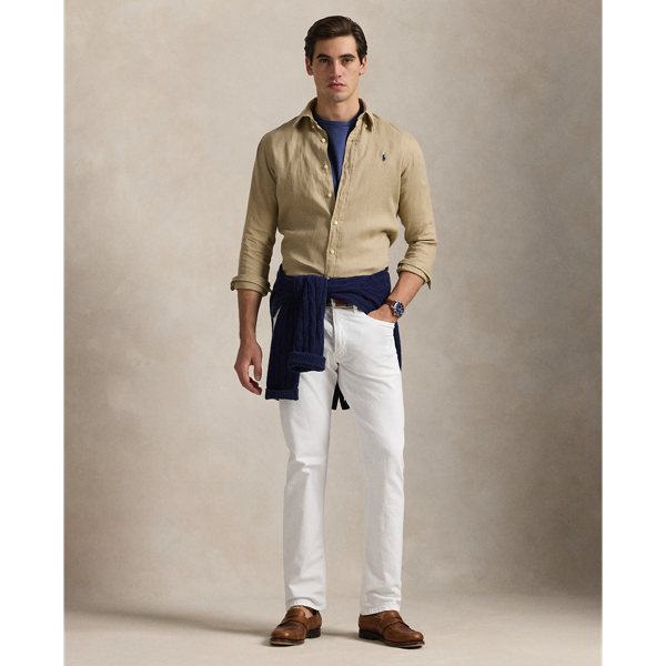 ★★POLO RALPH LAUREN★★ Custom fit linen shirt beige MNPOW Custom Fit Linen Shirt