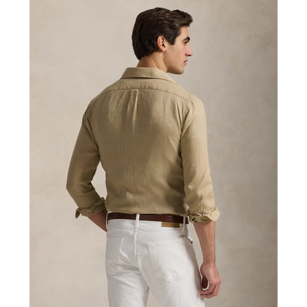 ★★POLO RALPH LAUREN★★ Custom fit linen shirt beige MNPOW Custom Fit Linen Shirt