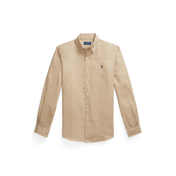 ★★POLO RALPH LAUREN★★ Custom fit linen shirt beige MNPOW Custom Fit Linen Shirt