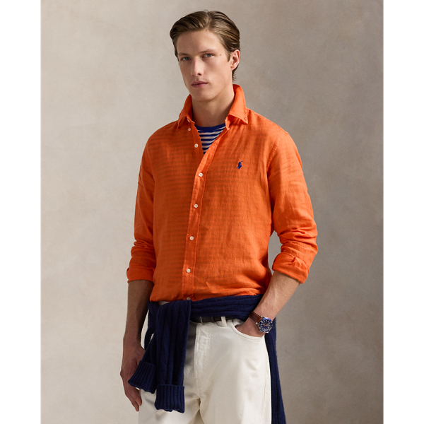 Camicia in lino Custom-Fit Polo Ralph Lauren in Arancio Kona 1