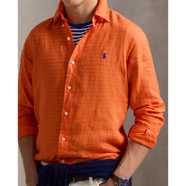 Camicia in lino Custom-Fit Polo Ralph Lauren in Arancio Kona 6