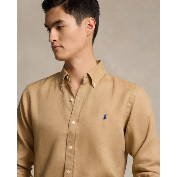 Custom-Fit Leinenhemd Polo Ralph Lauren in Retro-Khaki 6