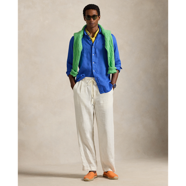 New Iris Blue Custom Fit Linen Shirt Polo Ralph Lauren 4