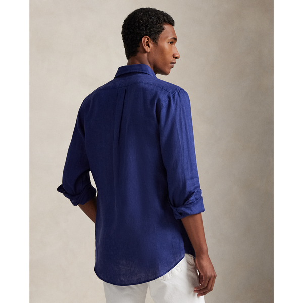 New Classic Navy Custom Fit Linen Shirt Polo Ralph Lauren 5