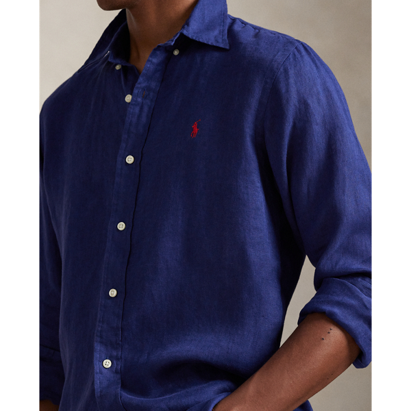New Classic Navy Custom Fit Linen Shirt Polo Ralph Lauren 6