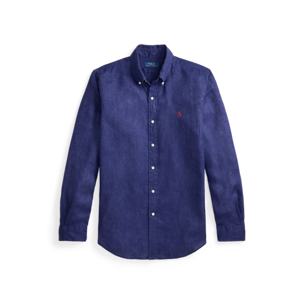 New Classic Navy Custom Fit Linen Shirt Polo Ralph Lauren 2