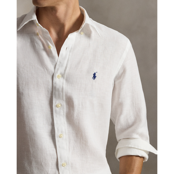 White Custom Fit Linen Shirt Polo Ralph Lauren 6