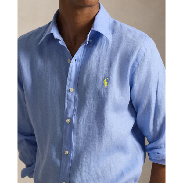 Custom fit linnen overhemd Polo Ralph Lauren in Austin blue 6