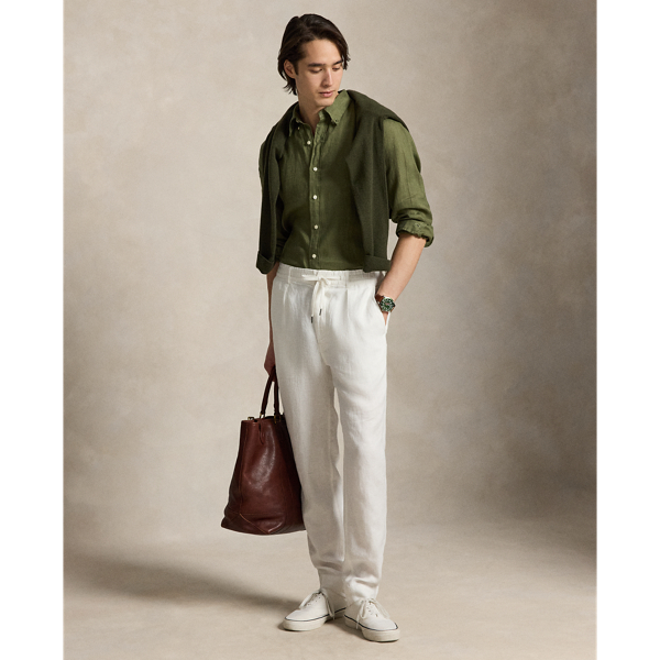 Chemise en lin Custom Fit Polo Ralph Lauren en Olive jardin 4