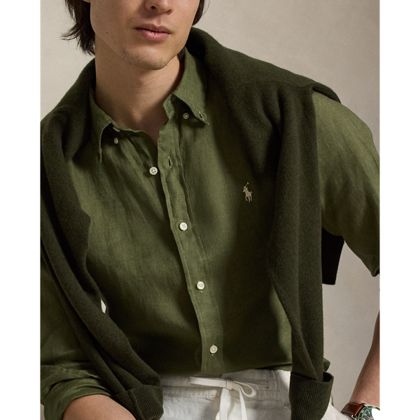 Chemise en lin Custom Fit Polo Ralph Lauren en Olive jardin 6