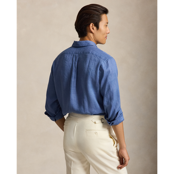 Camisa de lino Custom Fit Polo Ralph Lauren en Azul Carson 5