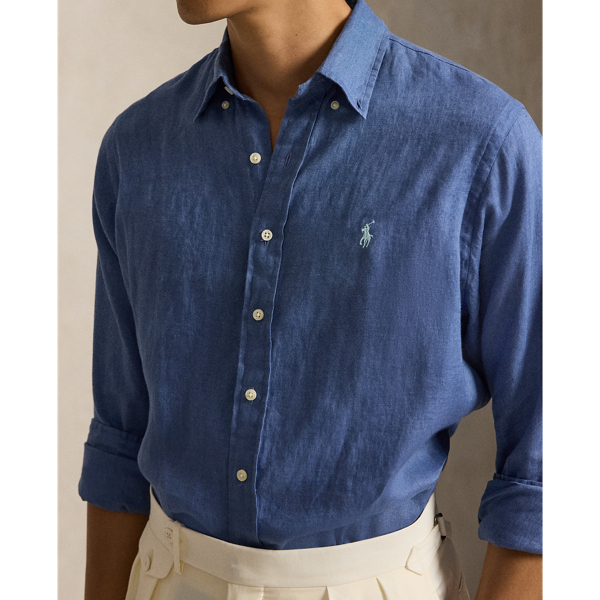 Camisa de lino Custom Fit Polo Ralph Lauren en Azul Carson 6