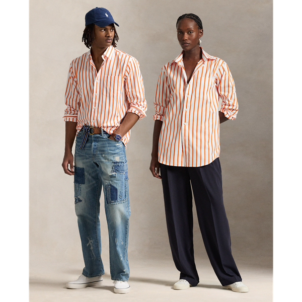 Gestreiftes Classic-Fit Popelinehemd