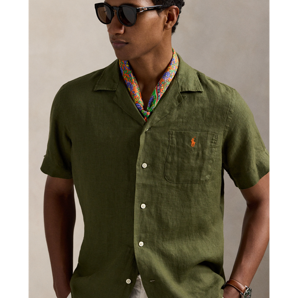 RALPH LAUREN リネン キャンプシャツ 未使用品 ポロ ラルフ ローレン]クラシックフィット リネン キャンプ