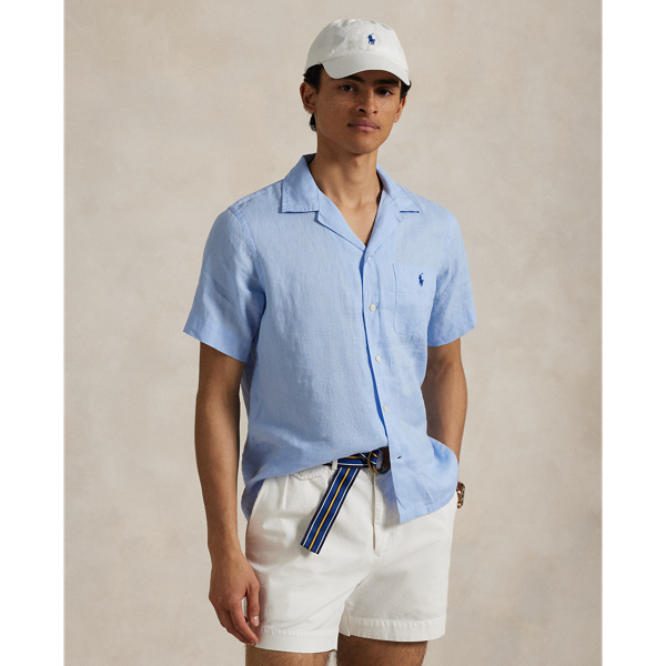Office Blue Classic-Fit Leinen-Kurzarmhemd Polo Ralph Lauren 1