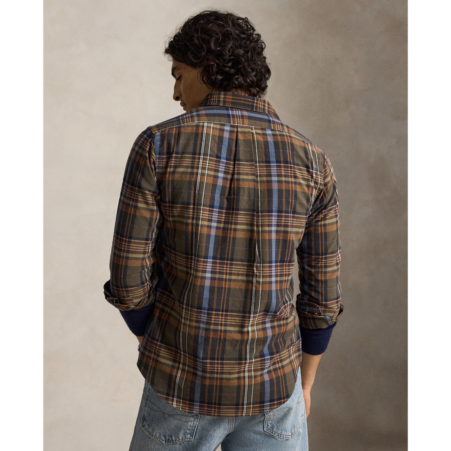 Мужская рубашка Ralph Lauren Classic Fit Plaid Oxford, цвет: Оливковый коричневый разноцветный — фото 2