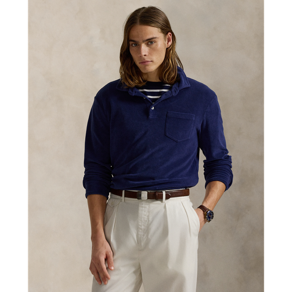New Classic Navy Standard Fit Terry Polo Shirt Polo Ralph Lauren 1