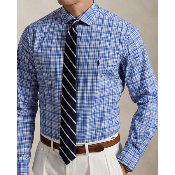 Classic Fit Plaid Stretch Poplin Shirt 