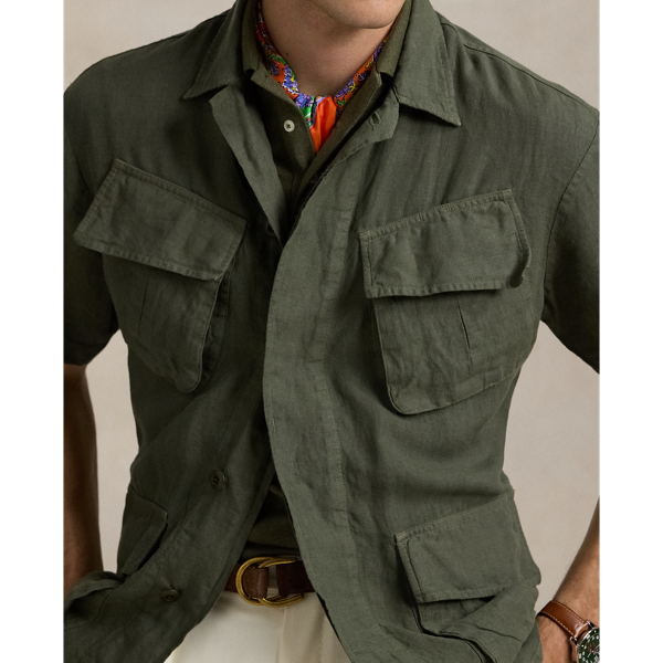 Garment-Dyed Slub Linen Overshirt
