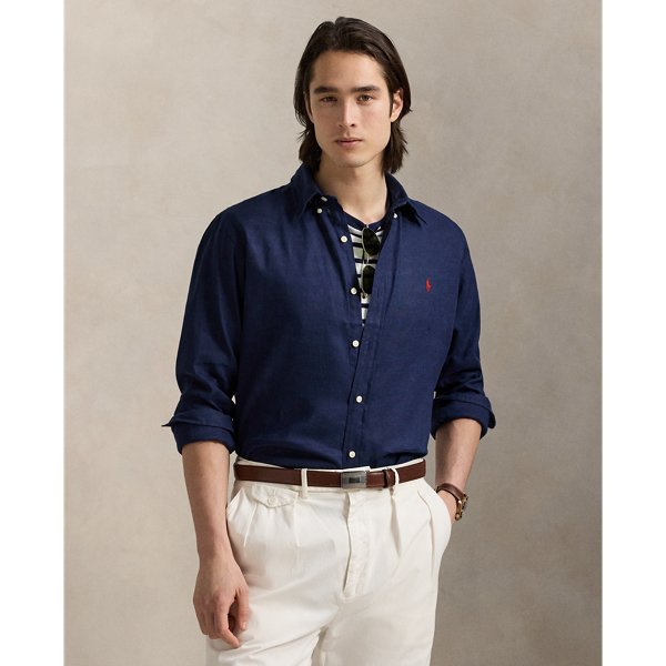 Newport Navy Custom-Fit Leinen-Baumwoll-Hemd Polo Ralph Lauren 1