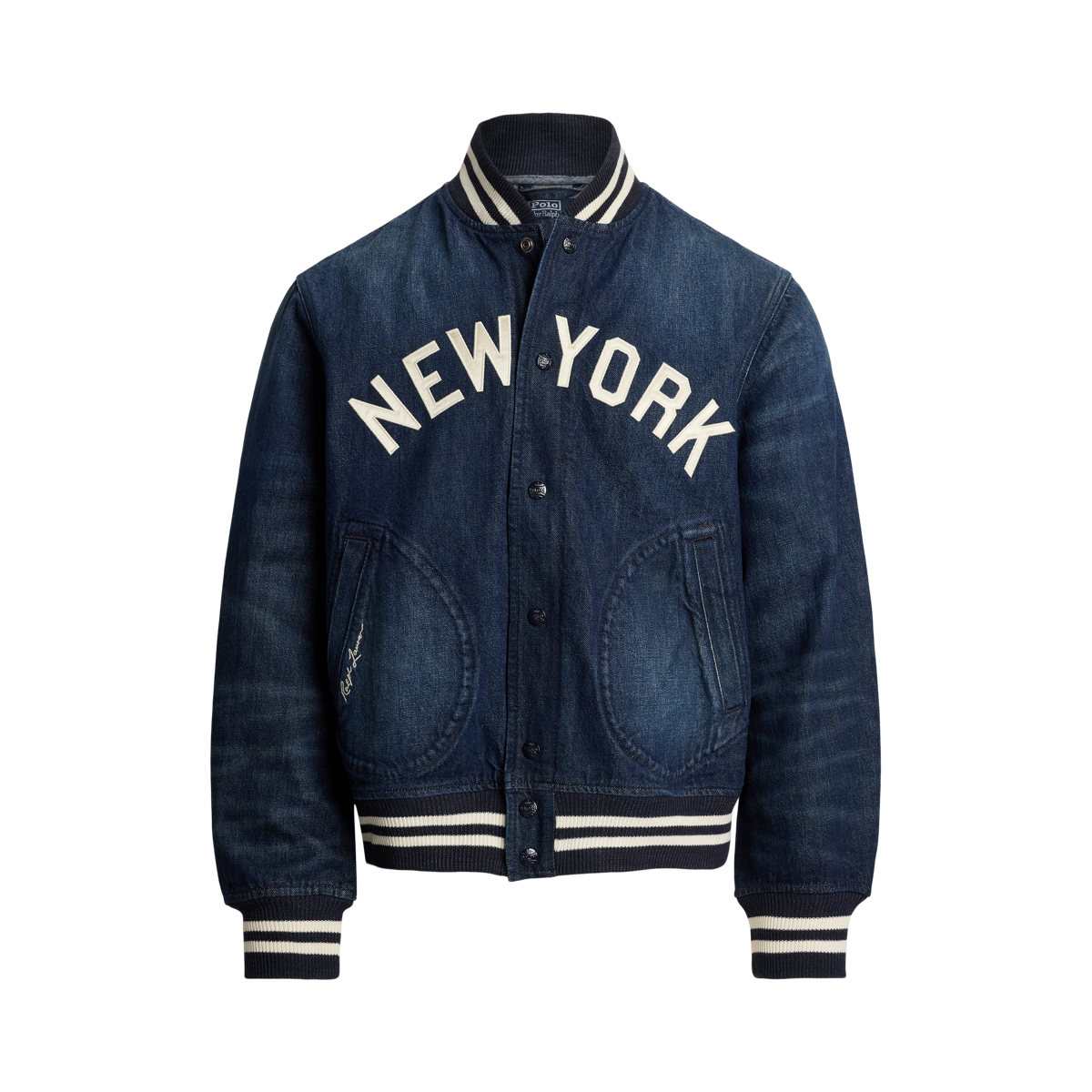 ジャケット・アウター Polo Ralph Lauren New York Yankees Polo Ralph Lauren New York Yankees Satin Varsity Jacket MLB
