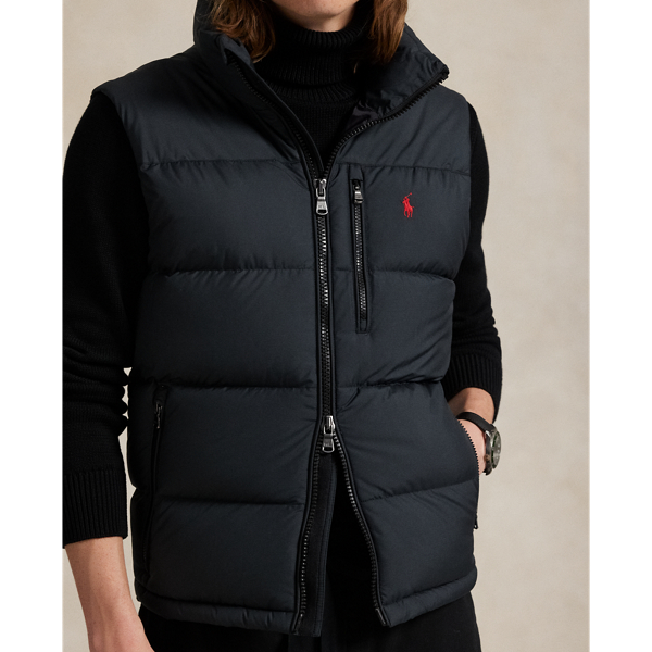 RLX ブラック ダウンベスト 730 RALPH LAUREN RLX Ralph Lauren ダウンベスト ブラック ドローコード付 S
