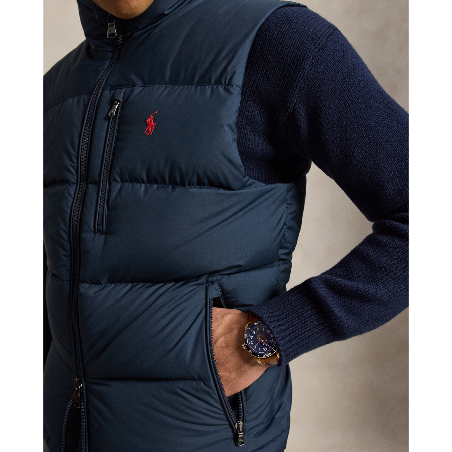 Мужской жилет Ralph Lauren The Gorham Down, цвет: Тёмно-синий — фото 4
