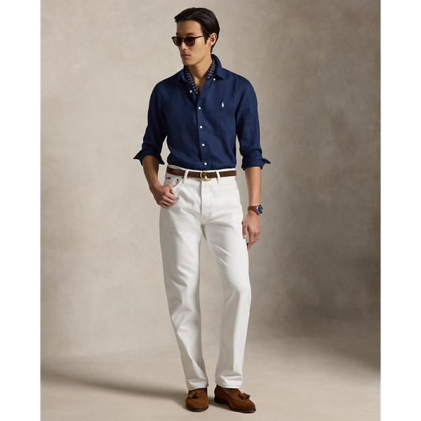 Camisa de lino Slim Fit Polo Ralph Lauren en Azul Newport/blanco 4