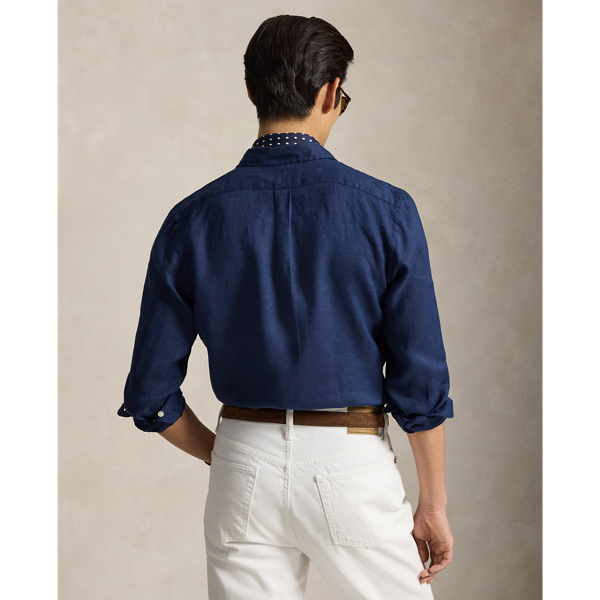 Camisa de lino Slim Fit Polo Ralph Lauren en Azul Newport/blanco 5