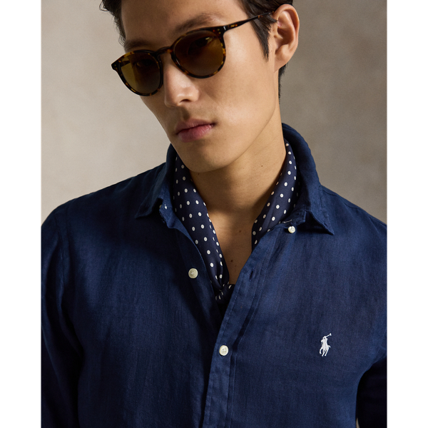 Camisa de lino Slim Fit Polo Ralph Lauren en Azul Newport/blanco 6