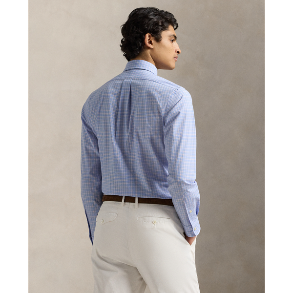 Custom Fit Checked Stretch Poplin Shirt