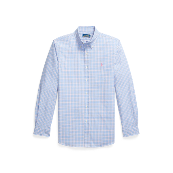 Custom Fit Checked Stretch Poplin Shirt