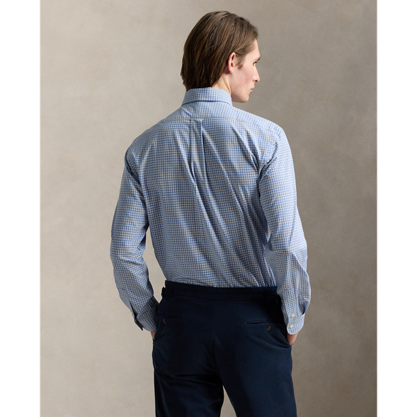 Custom Fit Checked Stretch Poplin Shirt