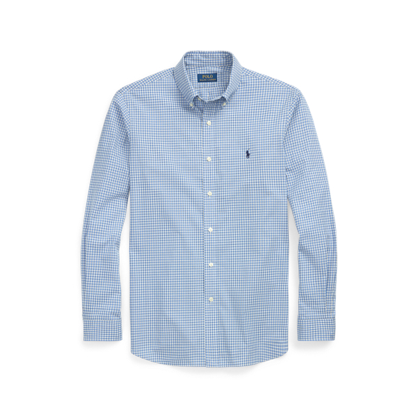 Custom Fit Checked Stretch Poplin Shirt