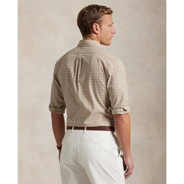 Custom Fit Checked Stretch Poplin Shirt