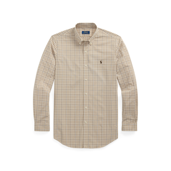 Custom Fit Checked Stretch Poplin Shirt