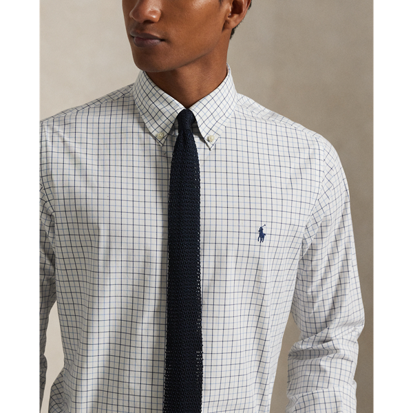 Custom Fit Checked Stretch Poplin Shirt