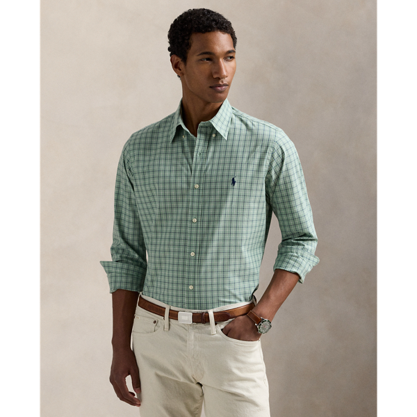 Custom Fit Checked Stretch Poplin Shirt