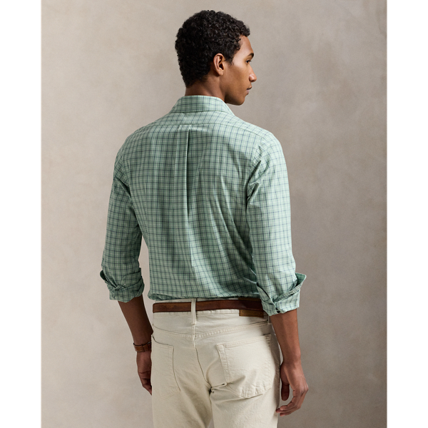 Custom Fit Checked Stretch Poplin Shirt