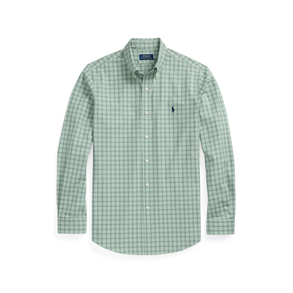 Custom Fit Checked Stretch Poplin Shirt