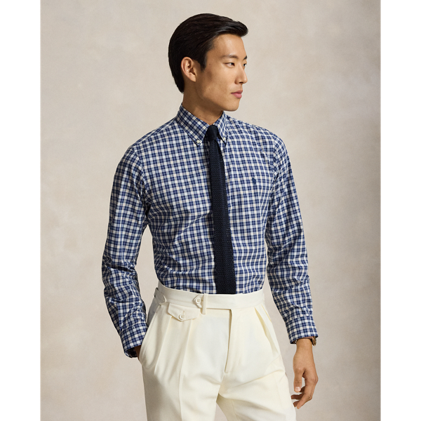Camicia in popeline a quadri Custom-Fit