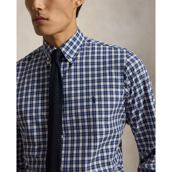 Camicia in popeline a quadri Custom-Fit
