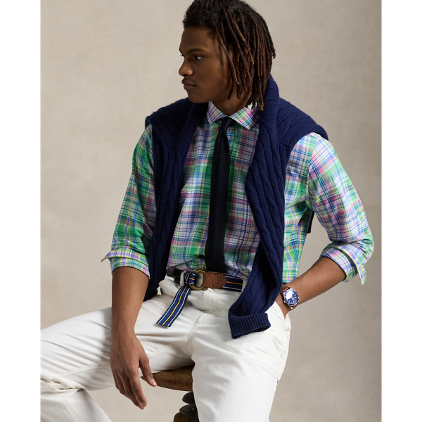 Custom Fit Plaid Oxford Shirt