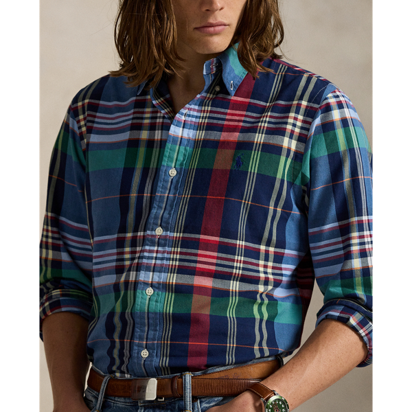 Custom Fit Plaid Oxford Shirt