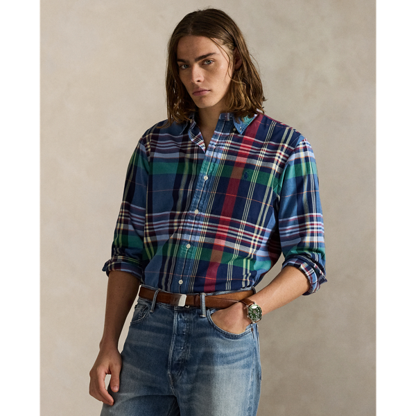 Custom Fit Plaid Oxford Shirt