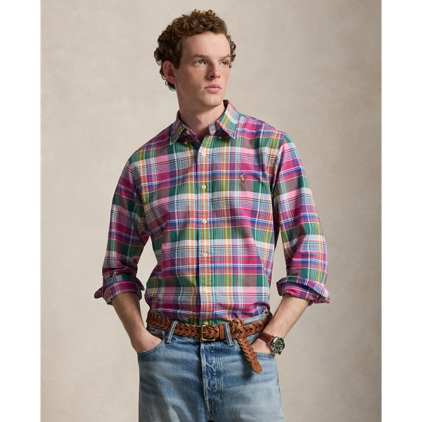 Custom Fit Plaid Oxford Shirt
